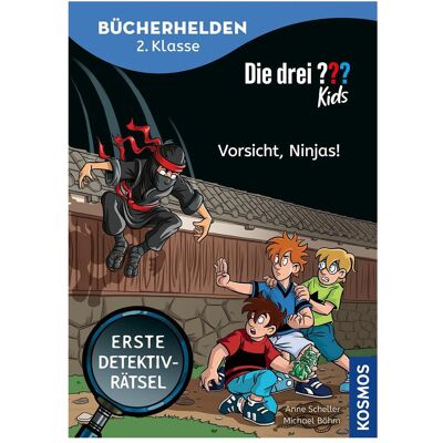 Kosmos Die drei??? Kids, Bücherhelden 2. Klasse, Vorsicht, Ninjas!, Livre pour enfants de Anne Sheller, Michael Boehm - Publicité Kosmos Die drei??? Kids, Bücherhelden 2. Klasse, Vorsicht, Ninjas!, Livre pour enfants de Anne Sheller, Michael Boehm - Publicité