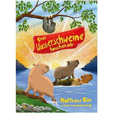 DTV Drei Wasserschweine tauchen ab, Livre pour enfants de Matthäus Bär - Publicité DTV Drei Wasserschweine tauchen ab, Livre pour enfants de Matthäus Bär - Publicité