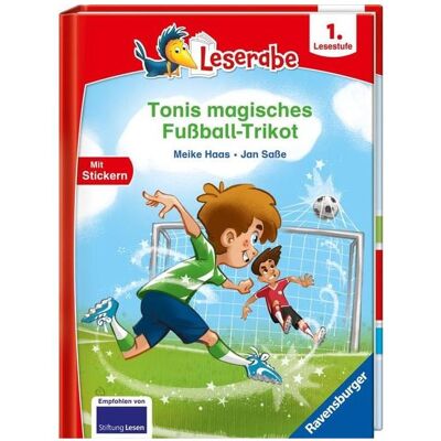 Ravensburger Tonis magisches Fussball-Trikot - lesen lernen mit dem Leserabe - Erstlesebuch - Kinderbuch ab 6, Livre pour enfants de Meike Haas - Publicité Ravensburger Tonis magisches Fussball-Trikot - lesen lernen mit dem Leserabe - Erstlesebuch - Kinderbuch ab 6, Livre pour enfants de Meike Haas - Publicité