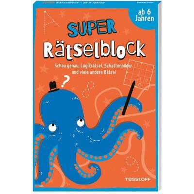 Tessloff Super Rätselblock ab 6 Jahren. Schau genau, Logikrätsel, Schattenbilder und viele andere Rätsel, Livre pour enfants de Stefan Heine - Publicité Tessloff Super Rätselblock ab 6 Jahren. Schau genau, Logikrätsel, Schattenbilder und viele andere Rätsel, Livre pour enfants de Stefan Heine - Publicité