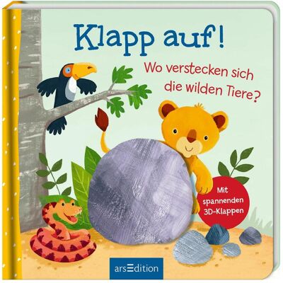 Ars Edition, Livres pour bébé, Klapp auf! Wo verstecken sich die wilden Tiere? (Allemand) - Publicité Ars Edition, Livres pour bébé, Klapp auf! Wo verstecken sich die wilden Tiere? (Allemand) - Publicité
