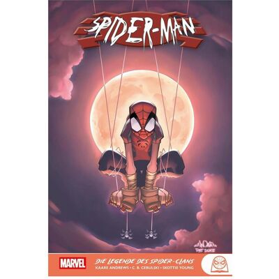 Panini Spider-Man: Die Legende des Spider-Clan, Fiction de Alexander Rösch, Harald Leinweber, Couples Andrews, C.B. Cebulski, Scottie Young - Publicité Panini Spider-Man: Die Legende des Spider-Clan, Fiction de Alexander Rösch, Harald Leinweber, Couples Andrews, C.B. Cebulski, Scottie Young - Publicité