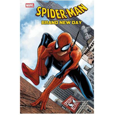Panini Spider-Man: Brand New Day, Fiction de Marc Guggenheim, Bob Gale., Steve McNiven, John Romita Jr., Dan Slott, Greg Land, Salvador Larroca, Zeb Wells, Michael Strittmatter, Phil Jiménez - Publicité Panini Spider-Man: Brand New Day, Fiction de Marc Guggenheim, Bob Gale., Steve McNiven, John Romita Jr., Dan Slott, Greg Land, Salvador Larroca, Zeb Wells, Michael Strittmatter, Phil Jiménez - Publicité