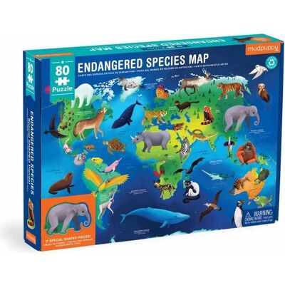 Mudpuppy Puzzle de géographie, espèces en voie de disparition 80 pcs (80 pièces) - Publicité Mudpuppy Puzzle de géographie, espèces en voie de disparition 80 pcs (80 pièces) - Publicité