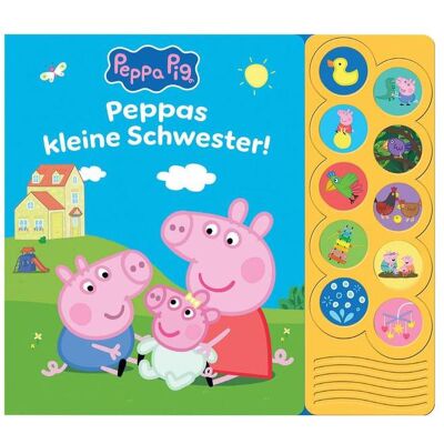 Phoenix Livres pour bébé, Peppa Pig - Peppas kleine Schwester! - Interaktives Pappbilderbuch mit 10 lustigen Geräus (Allemand) - Publicité Phoenix Livres pour bébé, Peppa Pig - Peppas kleine Schwester! - Interaktives Pappbilderbuch mit 10 lustigen Geräus (Allemand) - Publicité