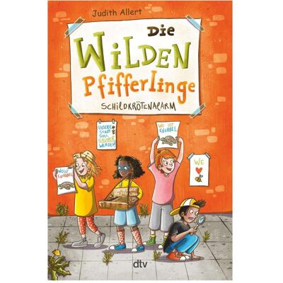 DTV Die wilden Pfifferlinge – Schildkrötenalarm, Livre pour enfants de Judith Allert - Publicité DTV Die wilden Pfifferlinge – Schildkrötenalarm, Livre pour enfants de Judith Allert - Publicité