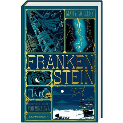 Coppenrath Frankenstein oder Der neue Prometheus (MinaLima), Livre pour enfants de Ana Maria Brock, MinaLima Design, Mary Shelley - Publicité Coppenrath Frankenstein oder Der neue Prometheus (MinaLima), Livre pour enfants de Ana Maria Brock, MinaLima Design, Mary Shelley - Publicité
