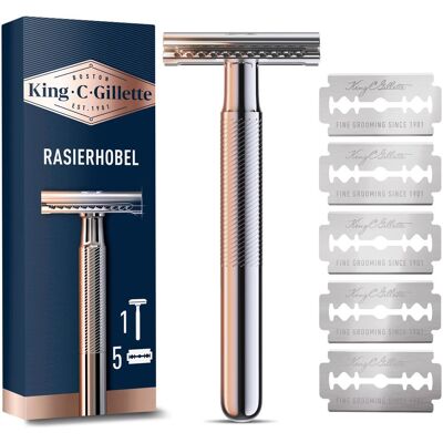 Gillette Rasoir de sûreté + rasoir droit, Les lames King C. Lames système 10 pièces - Publicité Gillette Rasoir de sûreté + rasoir droit, Les lames King C. Lames système 10 pièces - Publicité