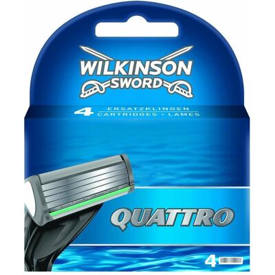 Wilkinson, Lame de rasoir, Quatro, lames de rasoir, 4 pièces (4x) - Publicité Wilkinson, Lame de rasoir, Quatro, lames de rasoir, 4 pièces (4x) - Publicité