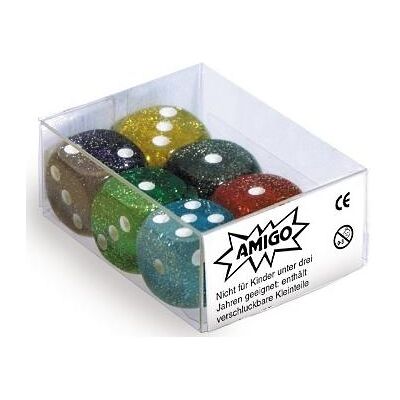 Amigo Jeu de cubes - Glitter W6 (6 cubes), différentes couleurs - Publicité Amigo Jeu de cubes - Glitter W6 (6 cubes), différentes couleurs - Publicité