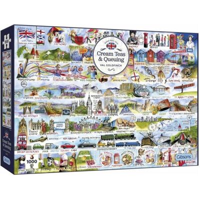 Gibsons Marque Cream Teas & Queuing Puzzle de 1000 pièces - Publicité Gibsons Marque Cream Teas & Queuing Puzzle de 1000 pièces - Publicité