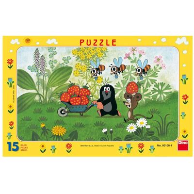 Puzzle Dino Taupe et Fraises - 15 Pièces - Publicité Puzzle Dino Taupe et Fraises - 15 Pièces - Publicité