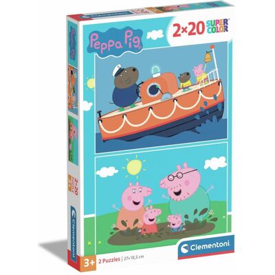 Clementoni Puzzle CLE 2x20 SuperColor Peppa Pig 24797 (20 pièces) - Publicité Clementoni Puzzle CLE 2x20 SuperColor Peppa Pig 24797 (20 pièces) - Publicité