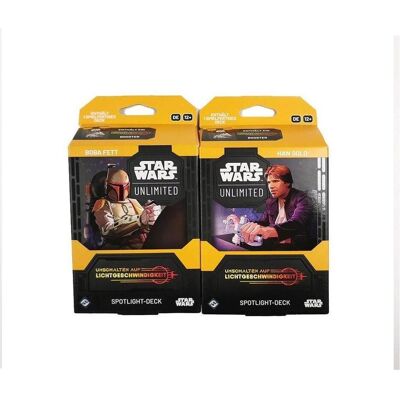 Asmodée Star Wars: Unlimited - Spotlight-Deck Bundle Han Solo und Boba Fett (Deutsch) (Allemand, 2 Joueur) - Publicité Asmodée Star Wars: Unlimited - Spotlight-Deck Bundle Han Solo und Boba Fett (Deutsch) (Allemand, 2 Joueur) - Publicité