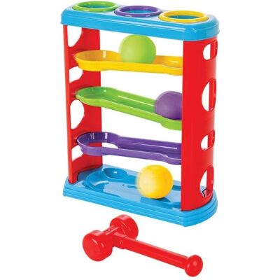 Pilsan Jouet pour enfants parcours de billes - Coloré, marteau, 3 balles - Publicité Pilsan Jouet pour enfants parcours de billes - Coloré, marteau, 3 balles - Publicité