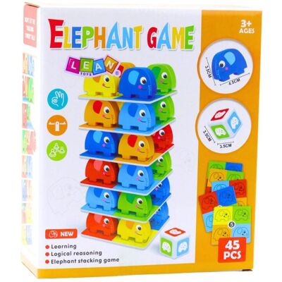 Lean Toys Familien-Arcade-Spiel Elephant Tower Stacking 45-tlg. Publicité Lean Toys Familien-Arcade-Spiel Elephant Tower Stacking 45-tlg. Publicité