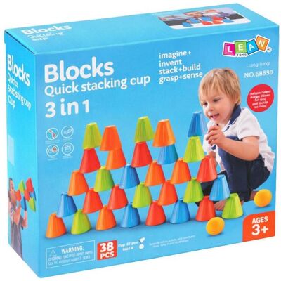 Lean Toys Pädagogisches Geschicklichkeitsspiel Fast Cups 3in1 Bälle Becher 38 Stück. Publicité Lean Toys Pädagogisches Geschicklichkeitsspiel Fast Cups 3in1 Bälle Becher 38 Stück. Publicité
