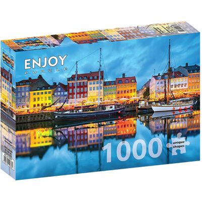 Puzzle Enjoy 1000 Pièces - Vieux Port de Copenhague - Publicité Puzzle Enjoy 1000 Pièces - Vieux Port de Copenhague - Publicité