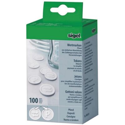 Jetons de valeur Sigel blanc - Pack de 100 - Publicité Jetons de valeur Sigel blanc - Pack de 100 - Publicité