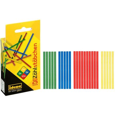 Idena Bâtonnets de comptage en bois de 25 pièces de couleur 75mm FSC100%. Publicité Idena Bâtonnets de comptage en bois de 25 pièces de couleur 75mm FSC100%. Publicité