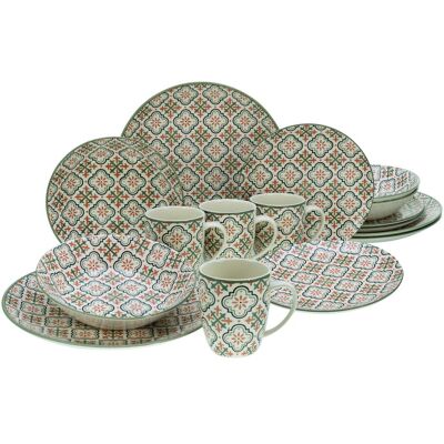 Creatable Rumi - Ensemble de vaisselle de 16 pièces pour 4 - Style méditerranéen - Publicité Creatable Rumi - Ensemble de vaisselle de 16 pièces pour 4 - Style méditerranéen - Publicité