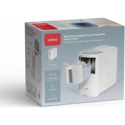 Livoo Machine à glaçons compacte avec tiroir, Production de glace, Blanc - Publicité Livoo Machine à glaçons compacte avec tiroir, Production de glace, Blanc - Publicité