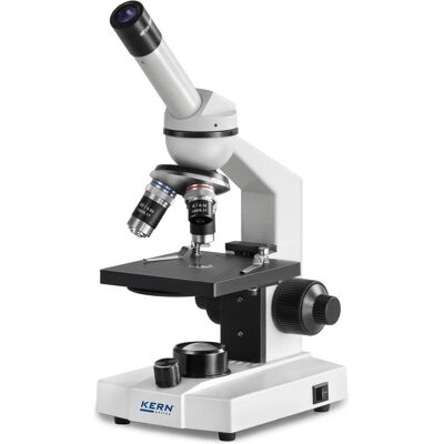 Kern Microscope à lumière transmise (école) Monoculaire Achromat 4/10/40 : WF10x18 : 0,5W LED - Publicité Kern Microscope à lumière transmise (école) Monoculaire Achromat 4/10/40 : WF10x18 : 0,5W LED - Publicité