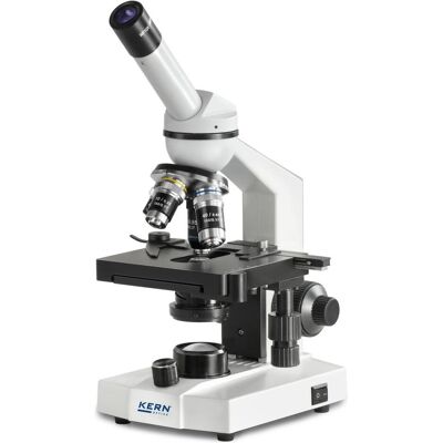 Kern Microscope à lumière transmise (école) Monoculaire Achromat 4/10/40 : WF10x18 : 0,5W LED, recharge - Publicité Kern Microscope à lumière transmise (école) Monoculaire Achromat 4/10/40 : WF10x18 : 0,5W LED, recharge - Publicité