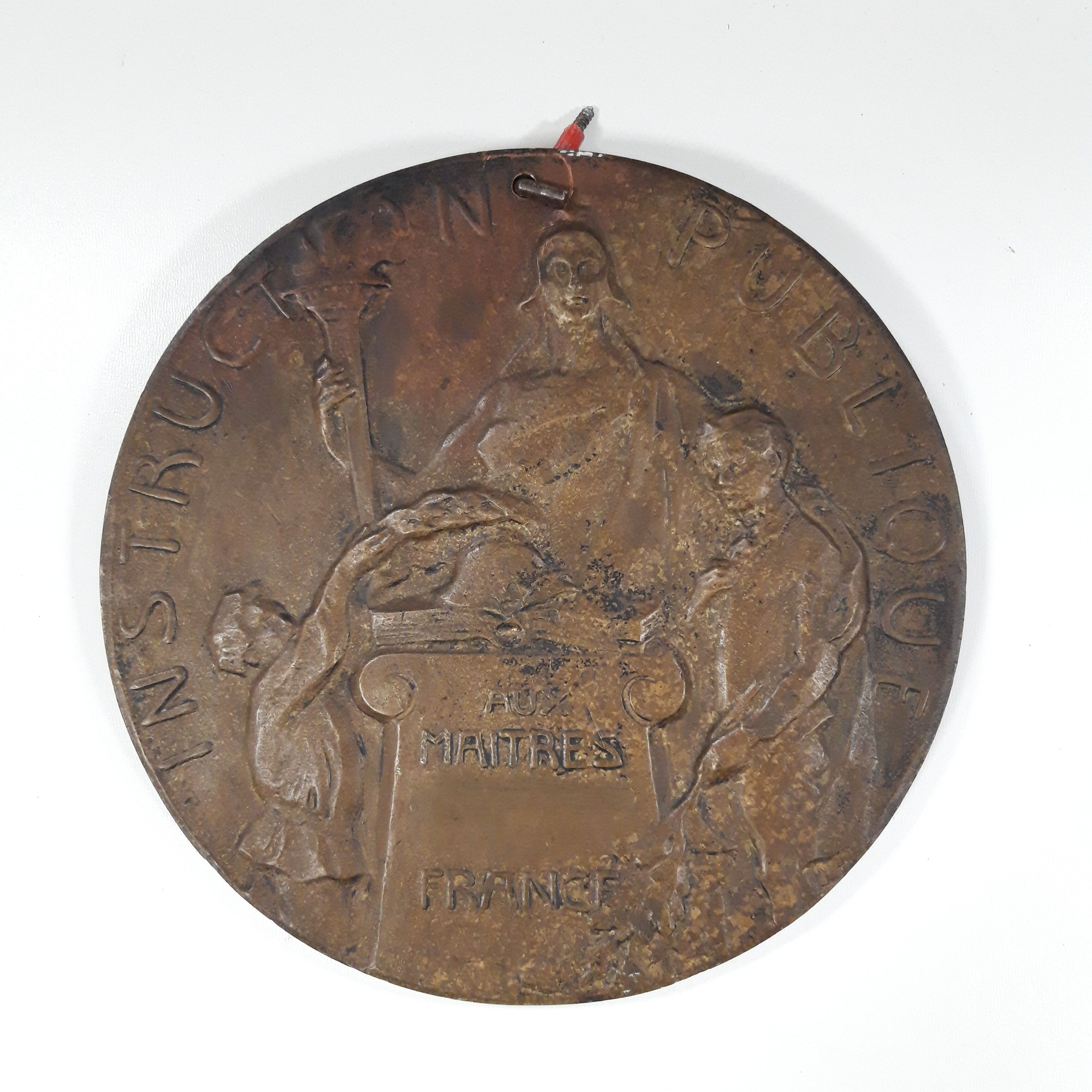 Grosse médaille en bronze, Instruction publique, diamètre 23 cm