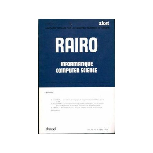 Rairo. Informatique vol. 15 n°2