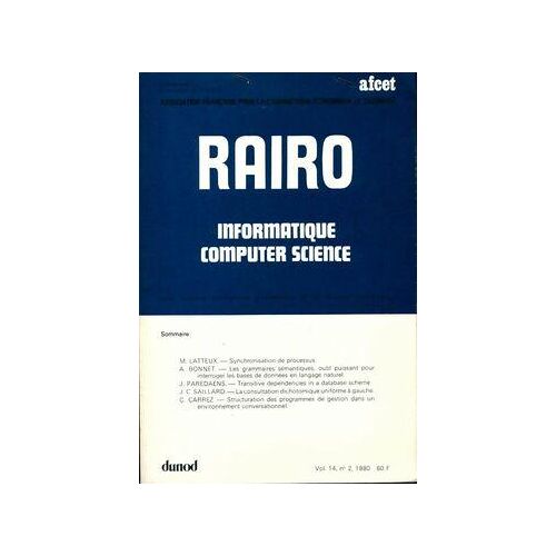 Rairo. Informatique Vol. 14 n°2