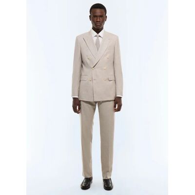 FURSAC - Costume croisé en laine vierge faux uni - Taille 46 - Homme Beige - Publicité FURSAC - Costume croisé en laine vierge faux uni - Taille 46 - Homme Beige - Publicité