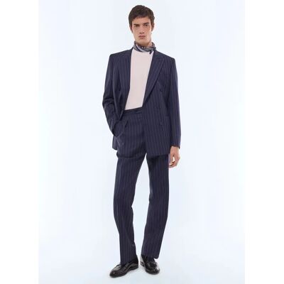 FURSAC - Costume croisé en serge à rayures - Taille 54 - Homme Bleu - Publicité FURSAC - Costume croisé en serge à rayures - Taille 54 - Homme Bleu - Publicité