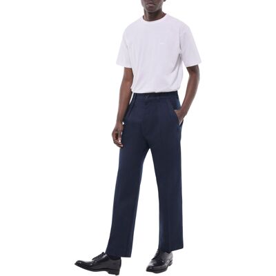 FURSAC - Chino droit à pinces en twill de coton - Taille 30 - Homme Bleu - Publicité FURSAC - Chino droit à pinces en twill de coton - Taille 30 - Homme Bleu - Publicité