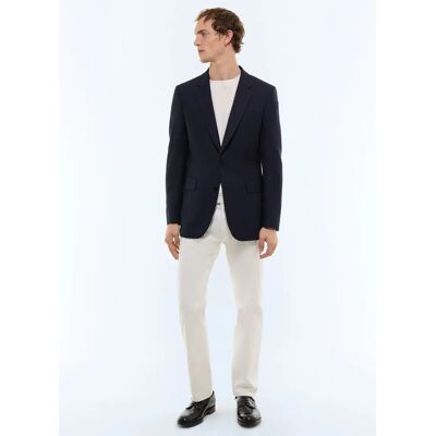 FURSAC - Veste ajustée en laine vierge nattée - Taille 44 - Homme Bleu - Publicité FURSAC - Veste ajustée en laine vierge nattée - Taille 44 - Homme Bleu - Publicité