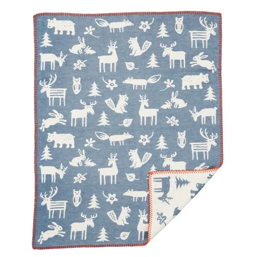 Klippan Yllefabrik Forest Couverture pour bébé en coton Bleu