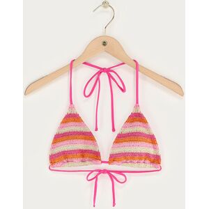 Haut de maillot de bain triangle en crochet rose avec rayures My Jewellery Rose/Orange/Beige XL femme - Publicité Haut de maillot de bain triangle en crochet rose avec rayures My Jewellery Rose/Orange/Beige XL femme - Publicité