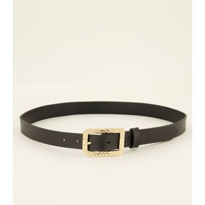Ceinture noire en cuir boucle dorée My Jewellery Doré/Noir 85 femme - Publicité Ceinture noire en cuir boucle dorée My Jewellery Doré/Noir 85 femme - Publicité