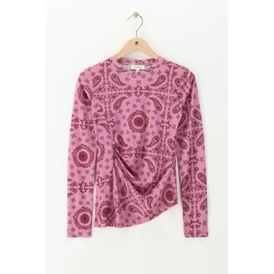 Top en mesh rose avec imprimé paisley et fronces My Jewellery Rose M femme - Publicité Top en mesh rose avec imprimé paisley et fronces My Jewellery Rose M femme - Publicité
