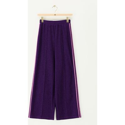 Pantalon large en lurex violet avec bandes latérales My Jewellery Violet M femme - Publicité Pantalon large en lurex violet avec bandes latérales My Jewellery Violet M femme - Publicité