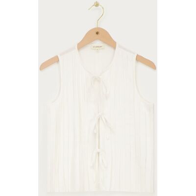 Top blanc avec plis et nœuds My Jewellery Blanc L femme - Publicité Top blanc avec plis et nœuds My Jewellery Blanc L femme - Publicité