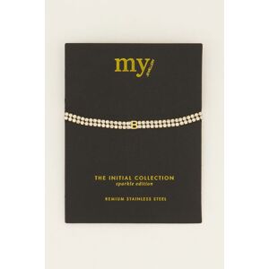 Bracelet en strass double avec initiale My Jewellery Argenté/Doré One size femme - Publicité