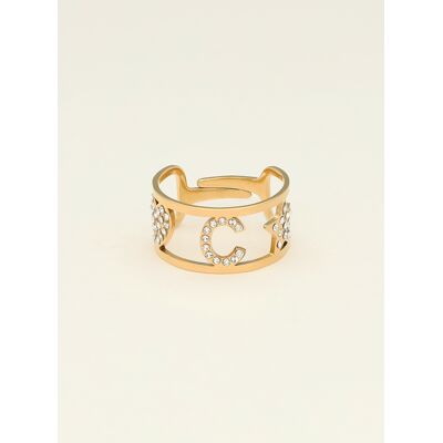 Bague ajustable à initiale My Jewellery Doré One size femme - Publicité Bague ajustable à initiale My Jewellery Doré One size femme - Publicité