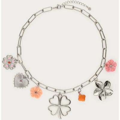 Collier Botanical à charms avec trèfle et fleurs My Jewellery Argenté One size femme - Publicité Collier Botanical à charms avec trèfle et fleurs My Jewellery Argenté One size femme - Publicité