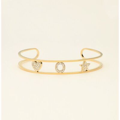 Bracelet jonc ouvert à initiale My Jewellery Doré One size femme - Publicité Bracelet jonc ouvert à initiale My Jewellery Doré One size femme - Publicité