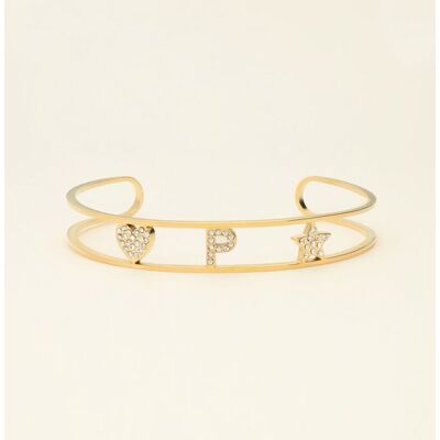 Bracelet jonc ouvert à initiale My Jewellery Doré One size femme - Publicité Bracelet jonc ouvert à initiale My Jewellery Doré One size femme - Publicité