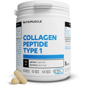 Nutrimuscle Collagene Peptide Peptan® Type 1 en gelules - 500g - 10000 mg par dose - Preserve la jeunesse de la peau - Beaute des cheveux