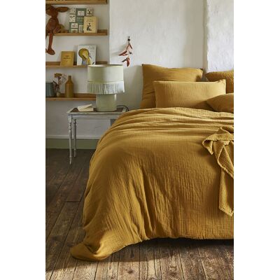 Essix Housse de couette en gaze de coton lavée Tendresse Camel 140x200 cm - Publicité Essix Housse de couette en gaze de coton lavée Tendresse Camel 140x200 cm - Publicité