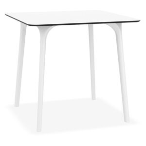 ALTEREGO Table de terrasse carree 'LAGOON' blanche interieur / exterieur - 80x80 cm