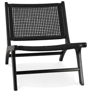 ALTEREGO Fauteuil lounge 'MARIANO' en bois de Teck et corde recycle noir